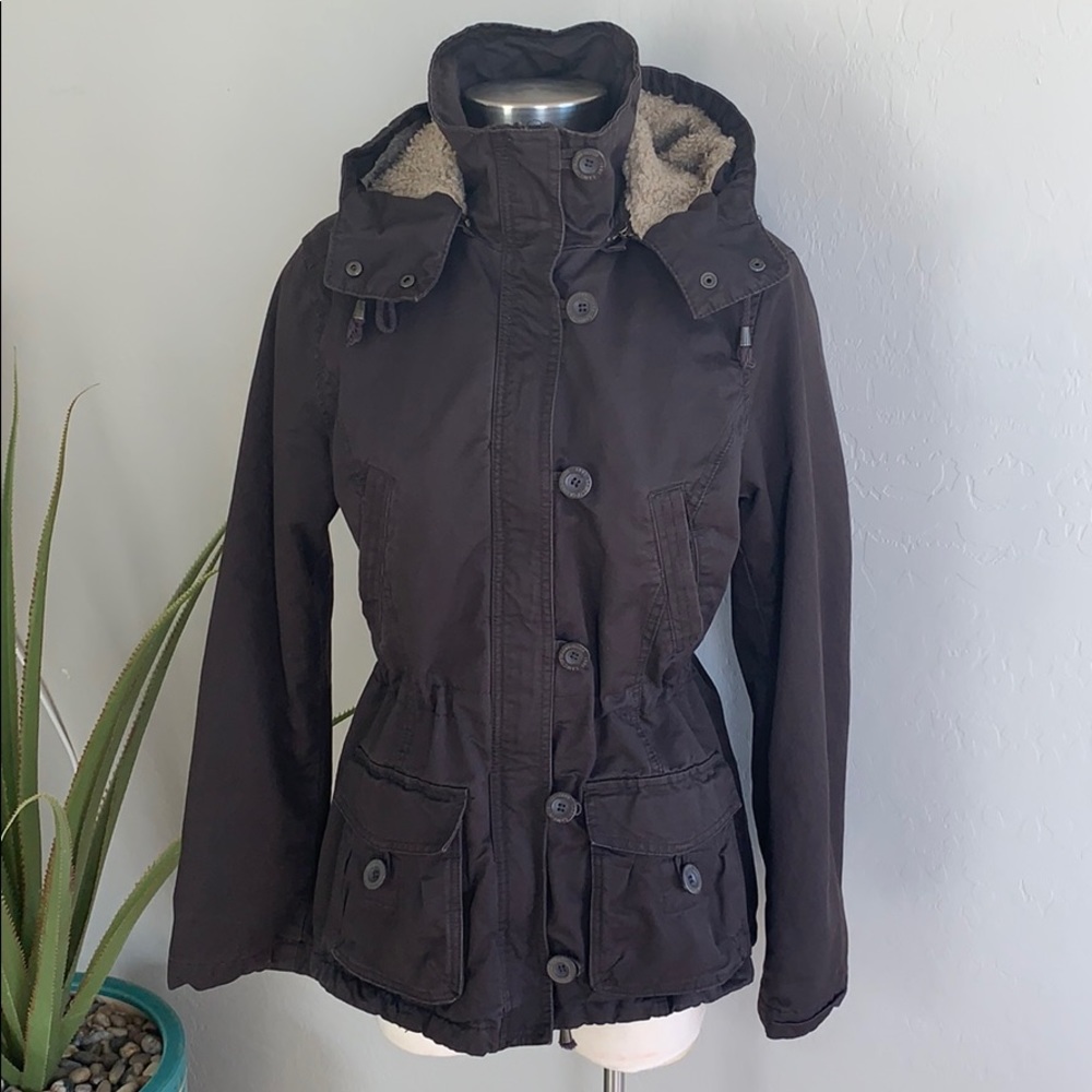 H&M L.O.G.G. Faux Sherpa Lined Anorak Coat/Jacket